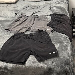 FOUR PAIRS YoungLA Men's Charcoal and Black Athletic Shorts